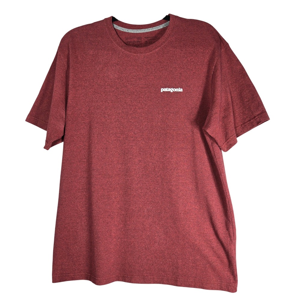 Patagonia Fly Fishing T-Shirt Men Medium Burgundy Responsibili-Tee Trout Graphic - Picture 3 of 12